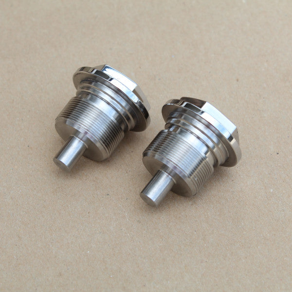 a pair of fork top caps for honda super dream in stainless steel.
