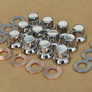 Kawasaki 92015-076 Cylinder head nut and washer set in stainless steel.